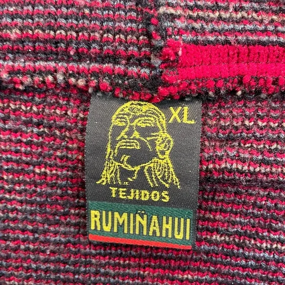 vintage Tejidos Ruminahui red wool full-zip hooded sweater - XL - Picture 3 of 4